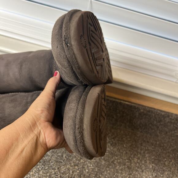 UGG Australia Brown Suede Tall Winter Boots Sheepskin Lining Women Sz 10 Pull On - Picture 6 of 11